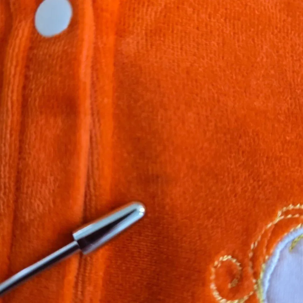 Girls Orange Terry Hoodie Snap Button Front Applique Top Topazio Sz 8